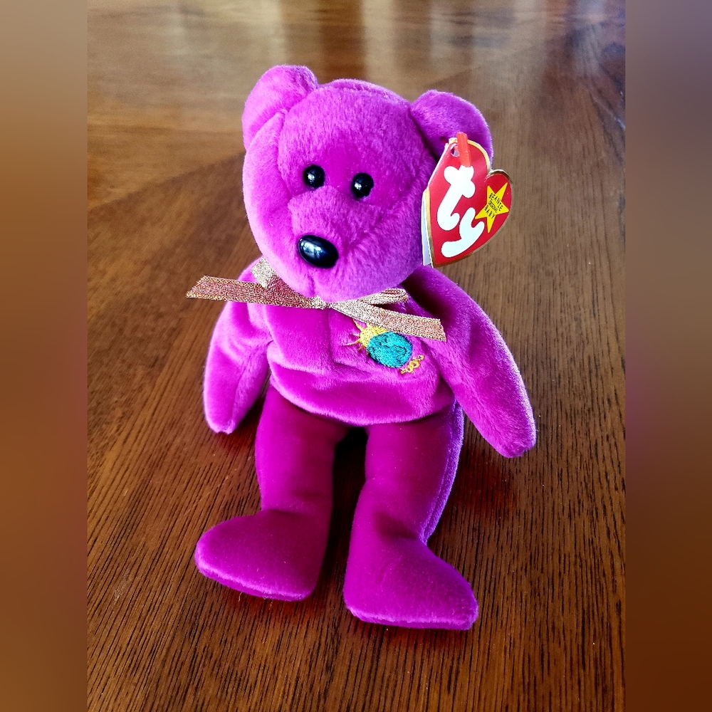 MWMT Ty Fuchsia Bear Plush Toy- Millennium